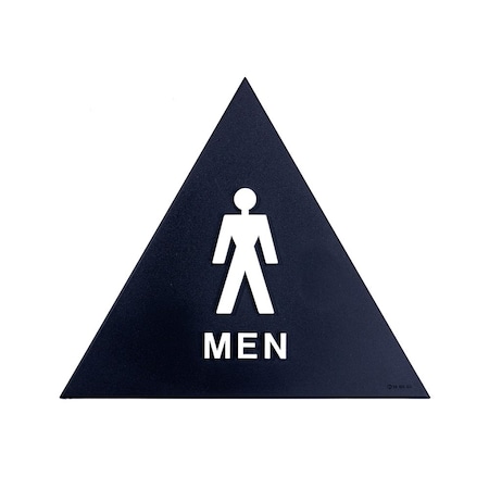 Bcf 12 x 12, Men Door Sign, Triangle Print, Picture & Text, Black SBH12M-BLACK